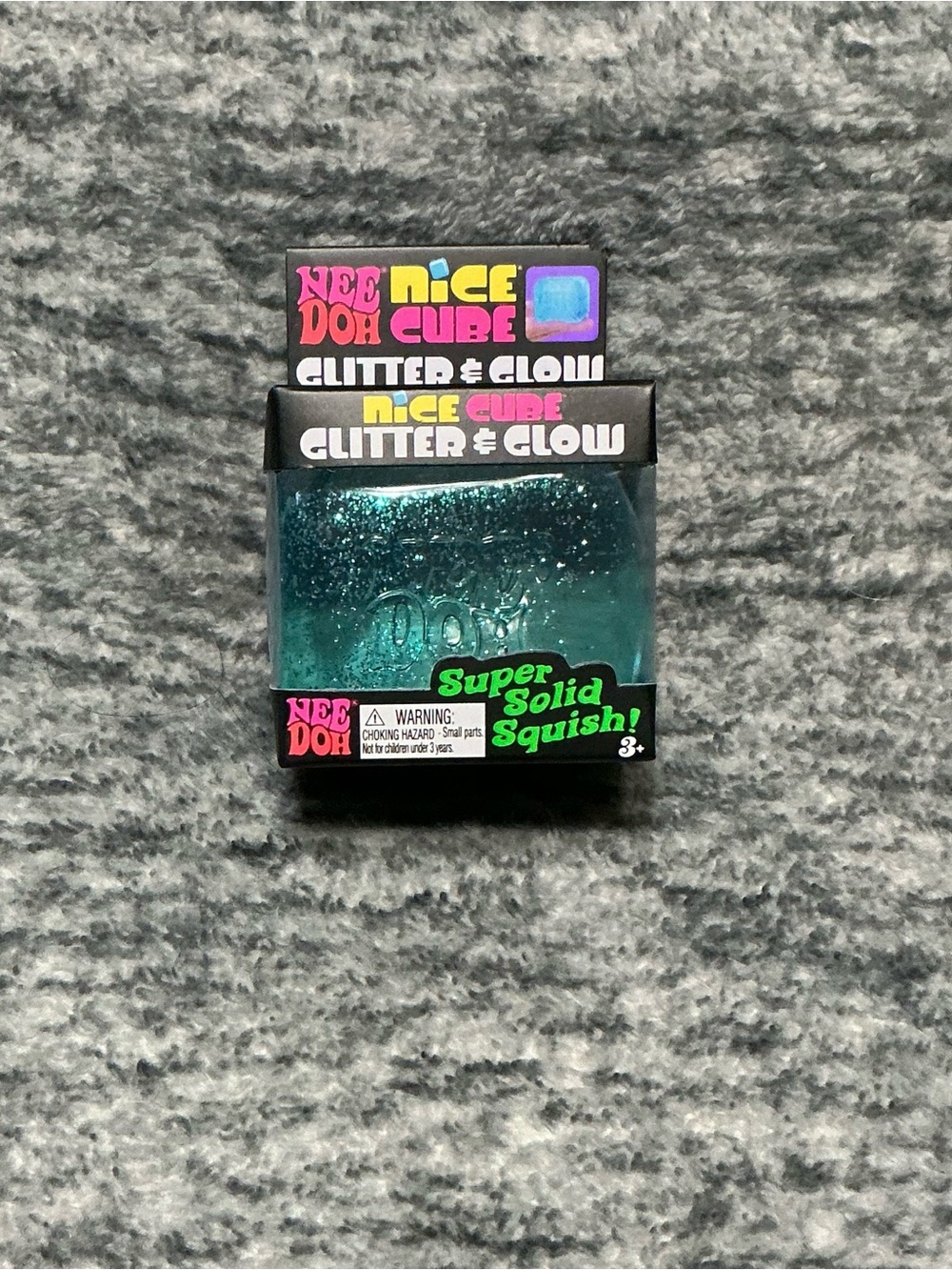 NeeDoh Nice Cube Glitter & Glow Super Solid Squish - Teal
